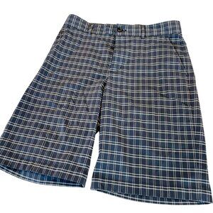 Slazenger Mens Blue Plaid Golf Shorts L Polyester & Spandex